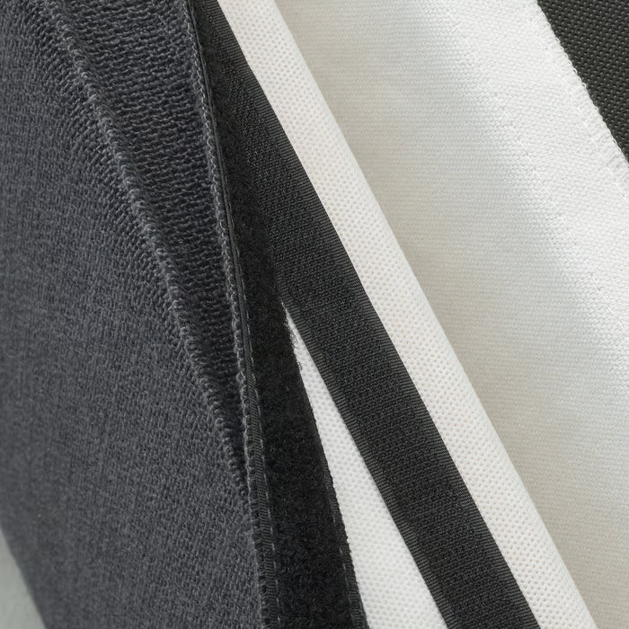 Close-up of IKEA SAKARIAS Sporda dark grey stool cover showing two-toned woven texture detail