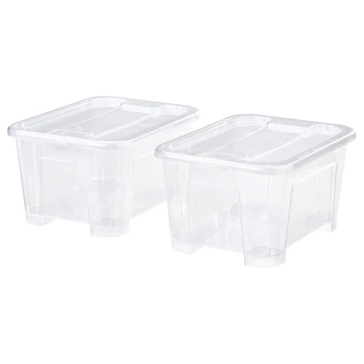 IKEA SAMLA transparent plastic box with lid, pack of 2, 14x18x10 cm #60630609