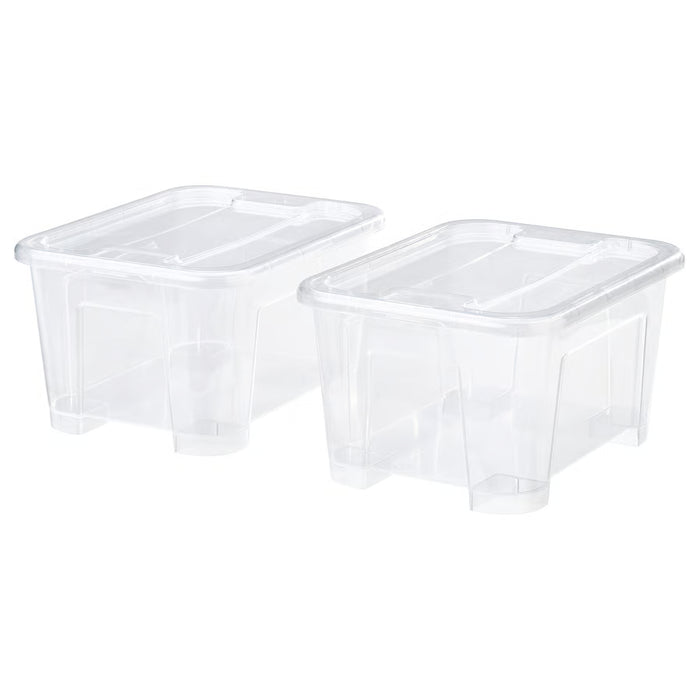 IKEA SAMLA transparent plastic box with lid, pack of 2, 14x18x10 cm #60630609