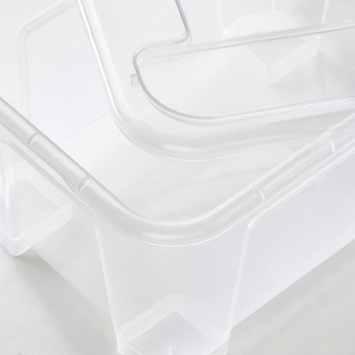 IKEA SAMLA transparent polypropylene box with lid, small-item organiser