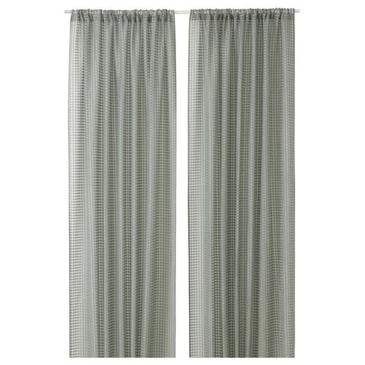 IKEA SANDDÅDRA sheer curtains in green, set of 2, 145x250 cm (57x98 inches)-70551362