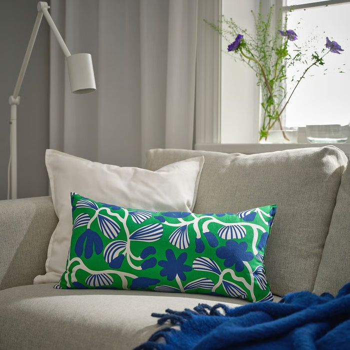 IKEA SANDMOTT Cushion, bright green/dark blue, 30x58 cm (12x23 ")