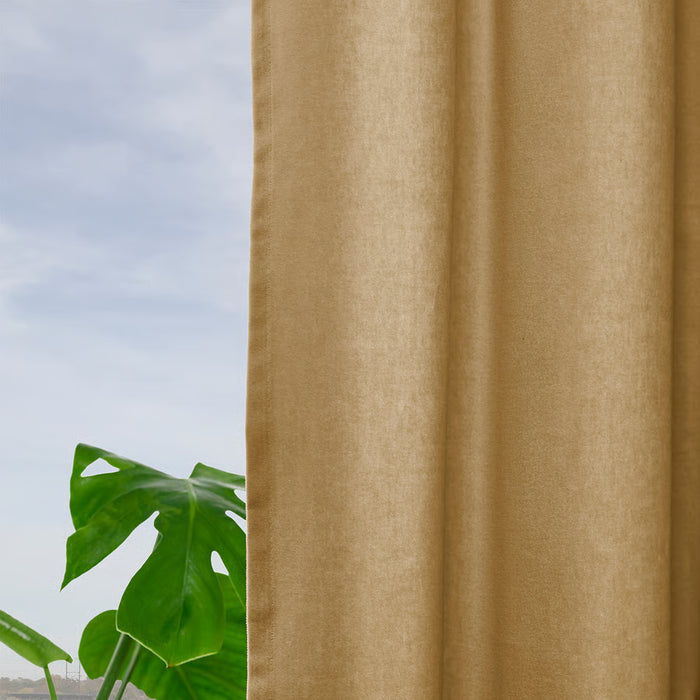 IKEA SANELA curtains with looped rod pockets showing elegant pleats and thick fabric