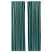 IKEA SANELA dark grey-turquoise cotton velvet curtains, pleated pair, floor-length #10589886