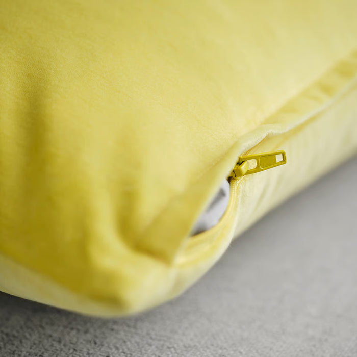 IKEA SANELA light yellow cushion cover cotton velvet with visible zip detail