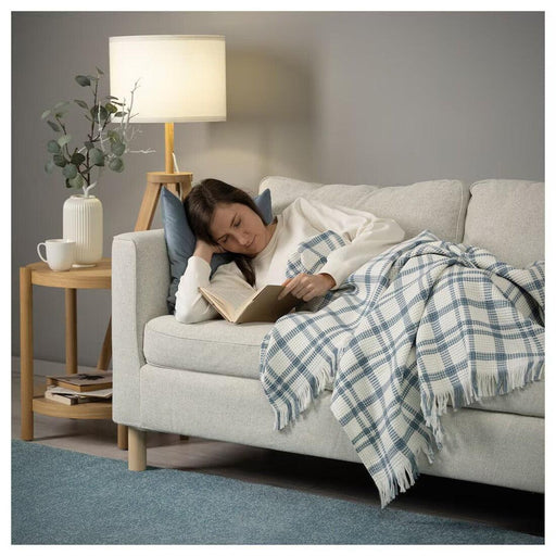 Add Warmth with IKEA SIKELVINGE Throw, White Blue/Check, 130x170