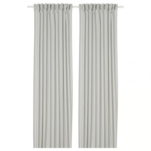  IKEA SILVERLÖNN sheer curtains light grey pair hanging on window with rod pocket top #00583390