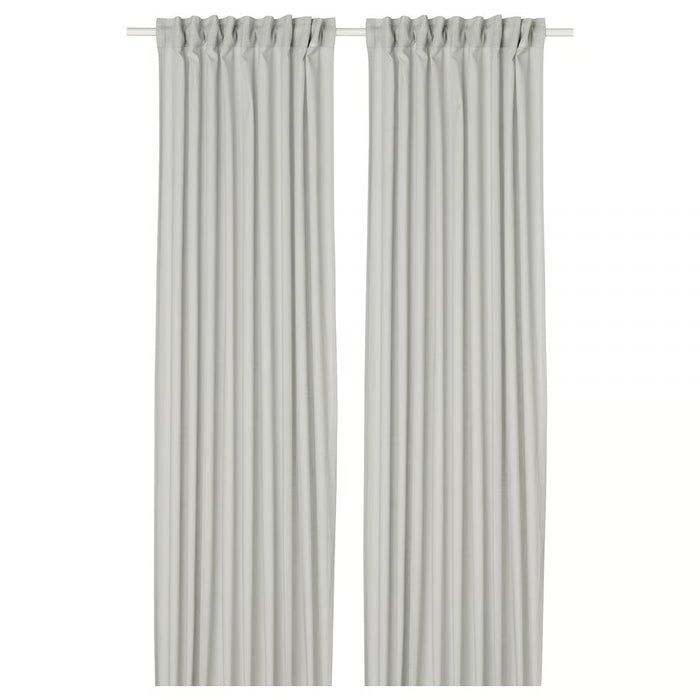  IKEA SILVERLÖNN sheer curtains light grey pair hanging on window with rod pocket top #00583390