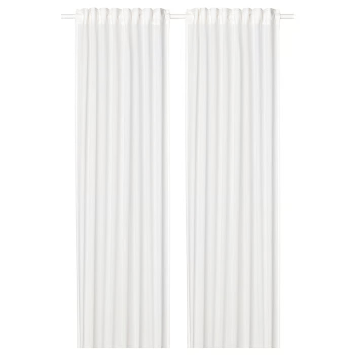 IKEA SILVERLÖNN sheer curtains 1 pair white hanging on window filtering natural sunlight #40491039