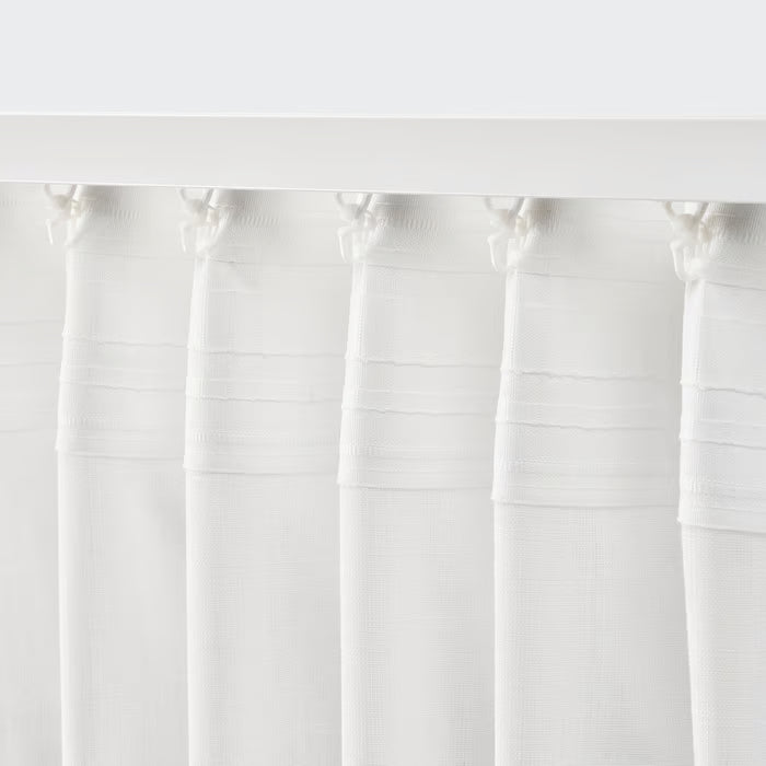 IKEA SILVERLÖNN curtains showing heading tape detail for various hanging options like rods and tracks