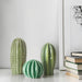 IKEA SJÄLSLIGT three green ceramic cacti displayed together on a white surface showing all three sizes