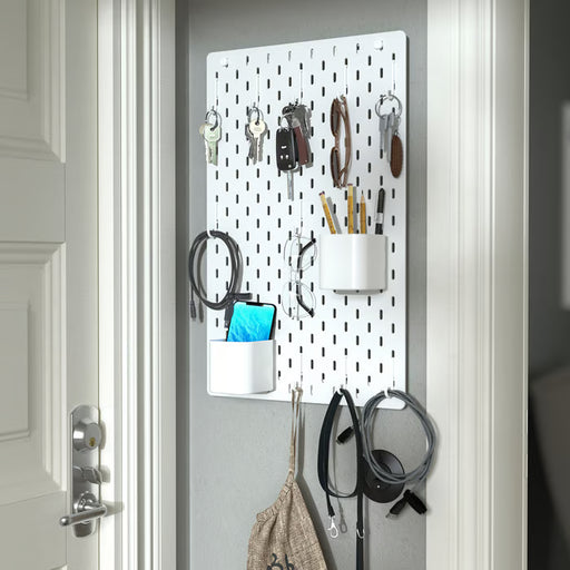 IKEA SKÅDIS white container side profile showing 9 cm depth and 8 cm height