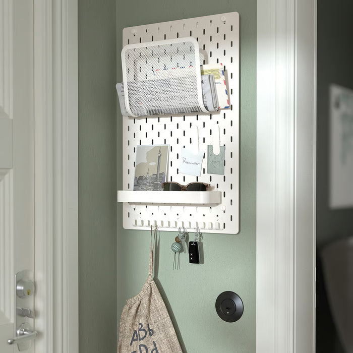 IKEA SKÅDIS Hook Rack — White, 28cm | Pegboard Organiser for Keys & More