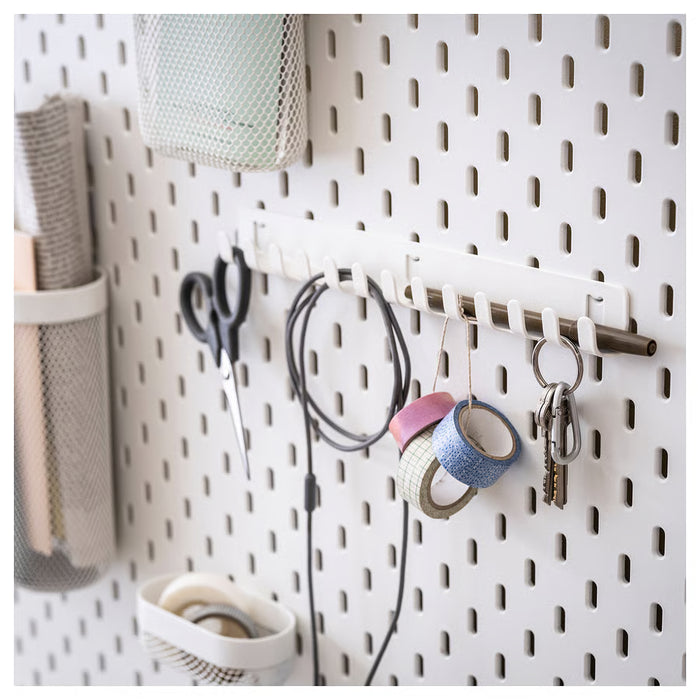 IKEA SKÅDIS Hook Rack — White, 28cm | Pegboard Organiser for Keys & More
