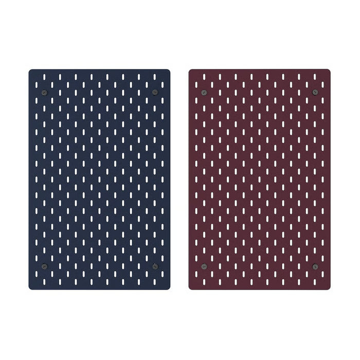 IKEA SKÅDIS double-sided pegboard dark grey-blue dark lilac-red 36x56 cm wall mounted front view #00624418