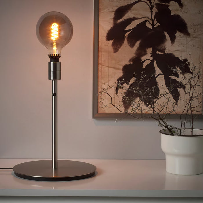 IKEA SKAFTET Table Lamp Base — Nickel-Plated, 38cm | Modern Customisable Desk Lamp