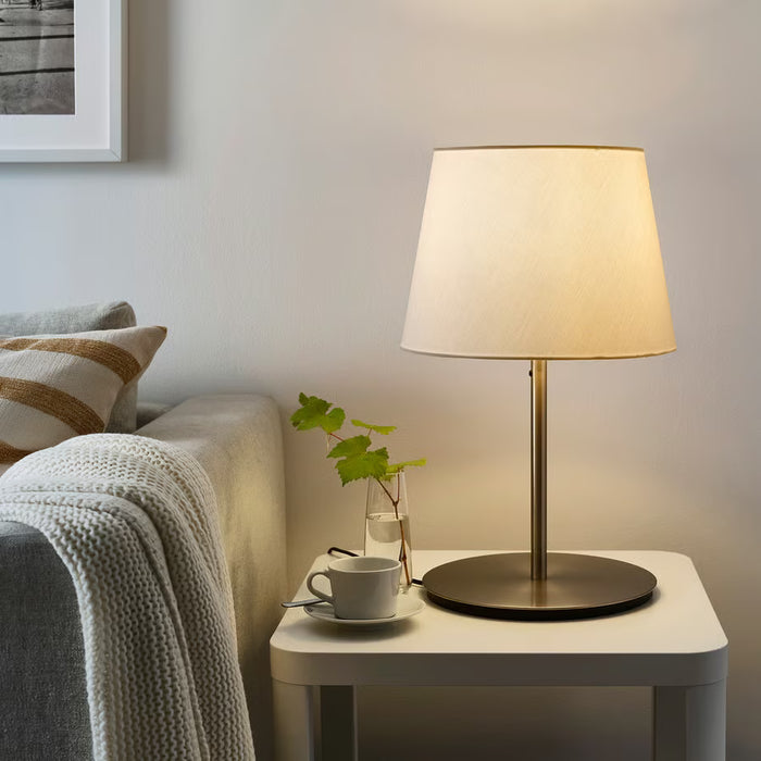 IKEA SKAFTET Table Lamp Base — Nickel-Plated, 38cm | Modern Customisable Desk Lamp with lampshade