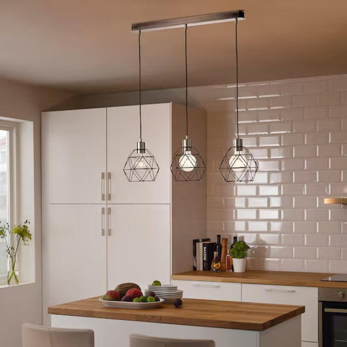 IKEA NYMÅNE Pendant Lamp White 40cm with Triple Cord Set & Nickel-Plated Ceiling Mount