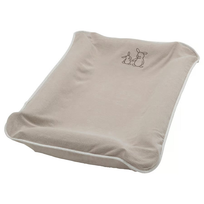 IKEA SKÖTSAM organic cotton changing mat cover beige on white background close-up view