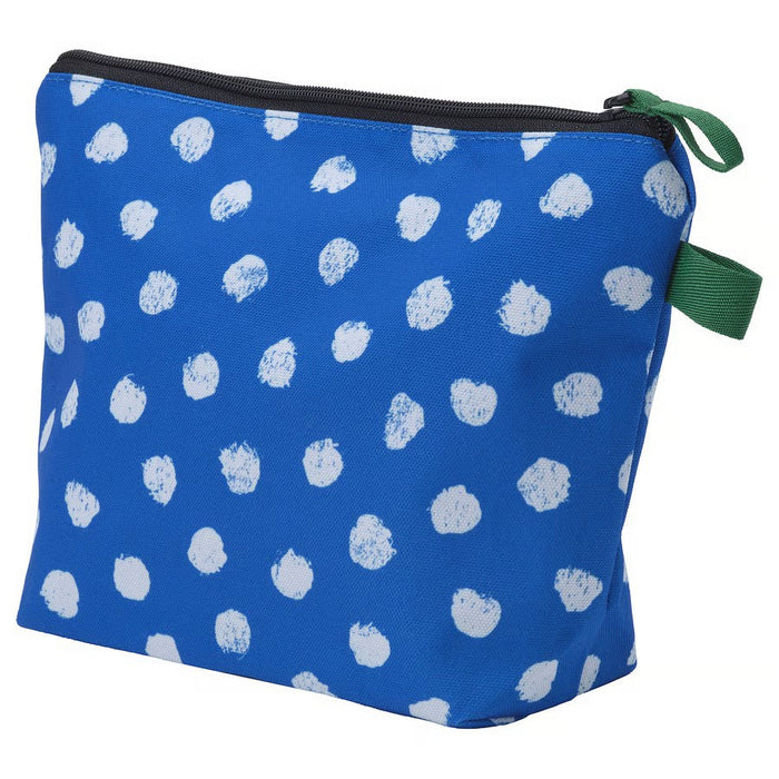 IKEA SKOGSSALLAT Toiletry bag, blue/white/dotted