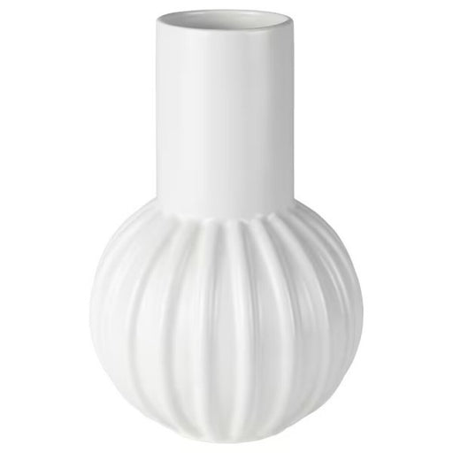 "White ceramic vase with minimalist design from IKEA's home decor collection."