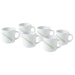 IKEA SKRÄNTÄRNA set of 6 white opal glass cups with diagonal stripe pattern in a row #70657330