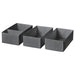 IKEA SKUBB dark grey drawer organiser box set of 3 each 20x38x12 cm folded flat view #80630585