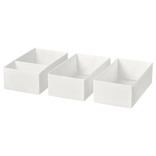 IKEA SKUBB white fabric box set of 3 for drawer storage, 20x38x12 cm #30630583
