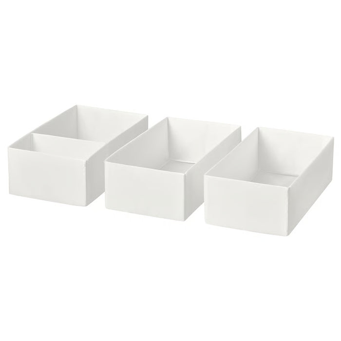 IKEA SKUBB white fabric box set of 3 for drawer storage, 20x38x12 cm #30630583