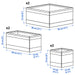 IKEA SKUBB box set of 6 measurement illustration showing three sizes 14x14 28x14 and 28x28 cm