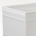 Close-up of IKEA SKUBB white organiser box showing recycled polyester fabric and stitching detail
