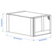 Measurement diagram for IKEA SKUBB shoe box showing 22 cm width 34 cm depth 16 cm height
