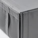 Close-up of IKEA SKUBB dark grey shoe box showing mesh panel zip and hook and loop fastener detail