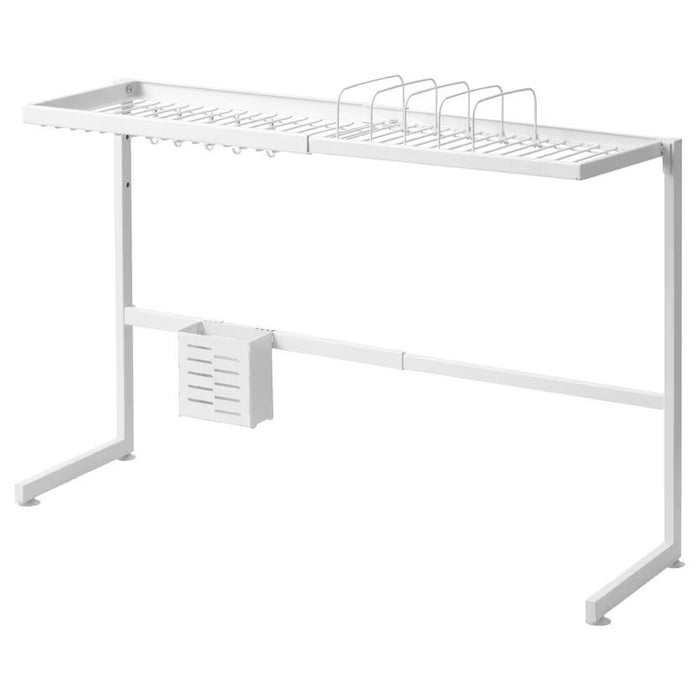 IKEA SKYGGFISK white extendable dish drainer in a modern kitchen 60561012