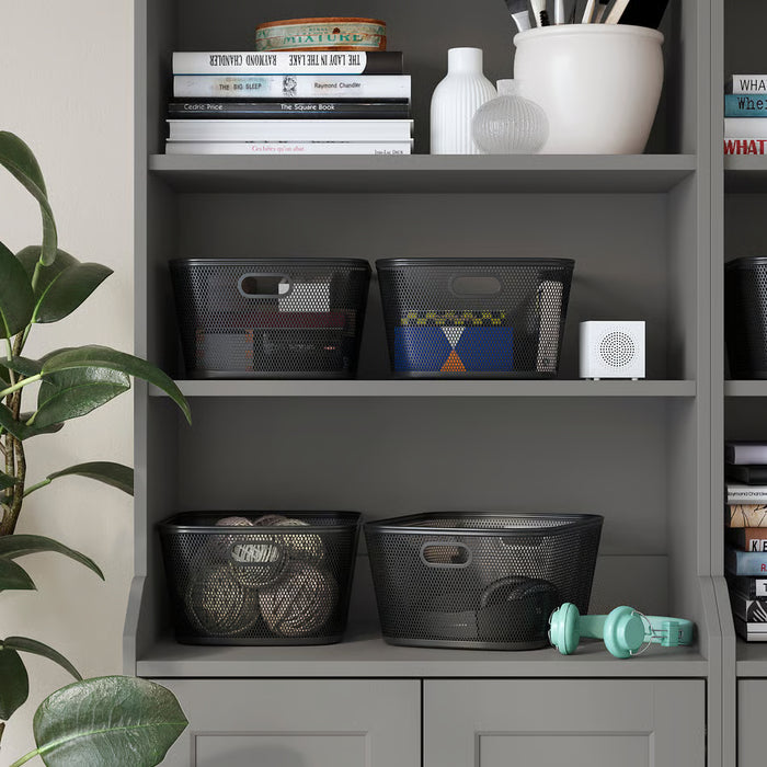 IKEA SLÅTTERÄNG anthracite steel mesh basket for shelf and cabinet storage