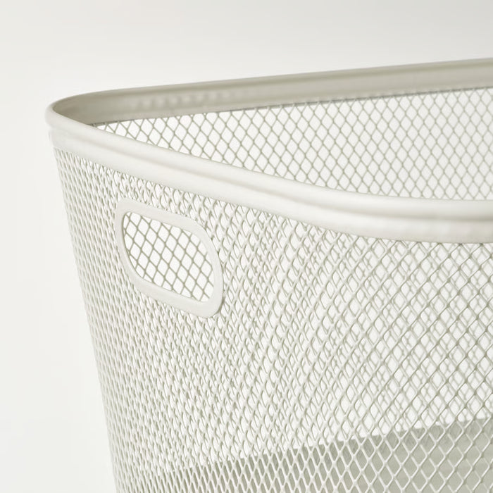 IKEA SLÅTTERÄNG off-white mesh basket close-up of handle and mesh