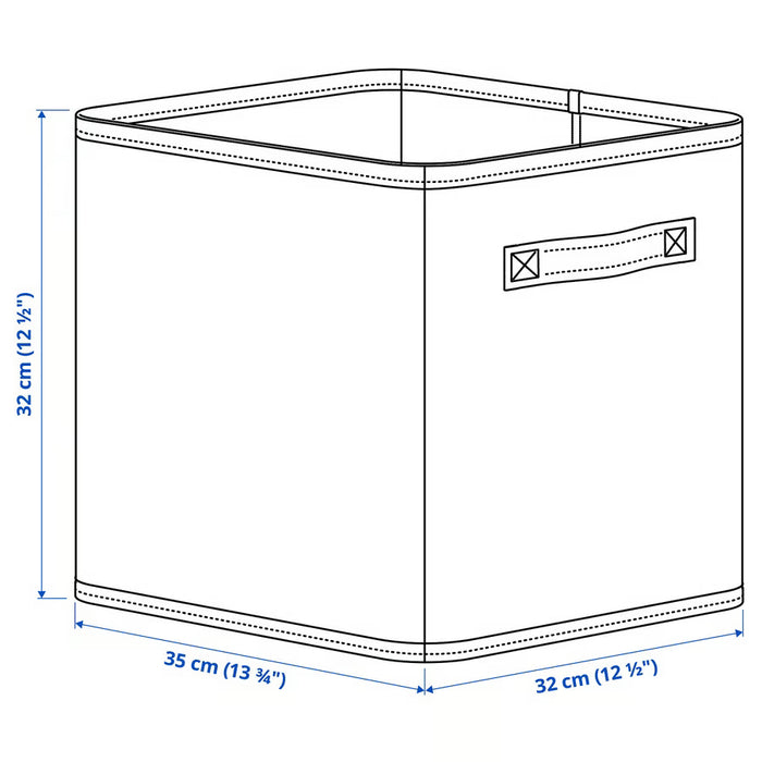 Measurement diagram illustrating IKEA SLÄTTERVALL basket dimensions