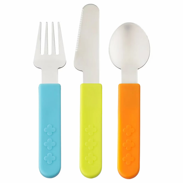 IKEA SMASKA 3-piece kids cutlery set colourful knife fork and spoon for toddlers #70158191