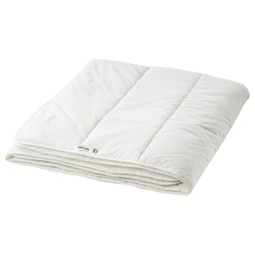 IKEA SMÅSPORRE light warm white duvet 150x200 cm folded flat showing smooth cotton-polyester shell #50457006