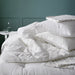 IKEA SMÅSPORRE white duvet laid on a neatly made bed in a bedroom setting