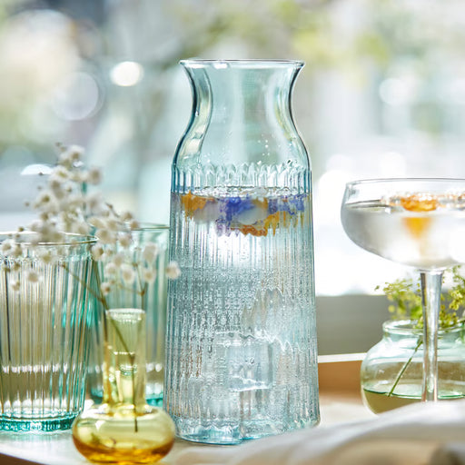 IKEA SMÖRFISK light turquoise carafe 1L styled on dining table spring table setting