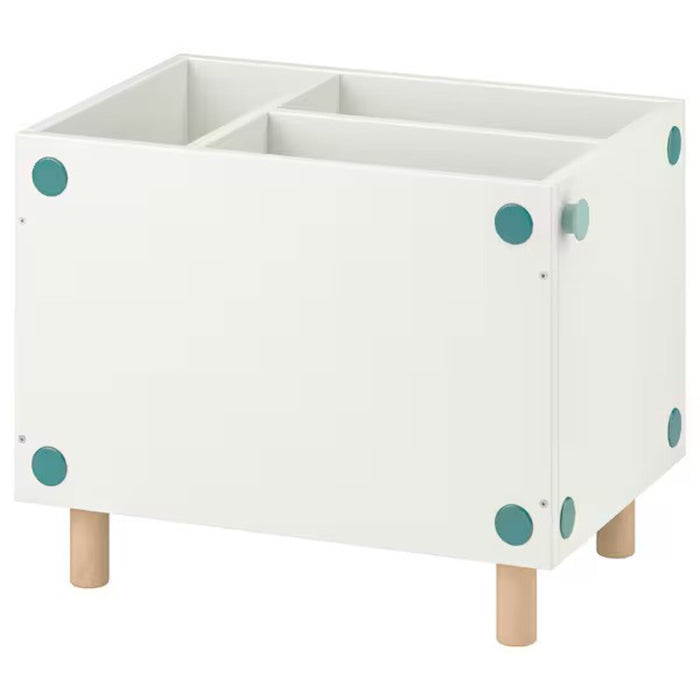 "Side view of the compact IKEA SMUSSLA Bedside Table/Shelf Unit in white