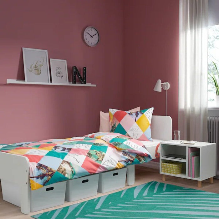 Minimalist white shelf unit, versatile for bedroom or living space storage