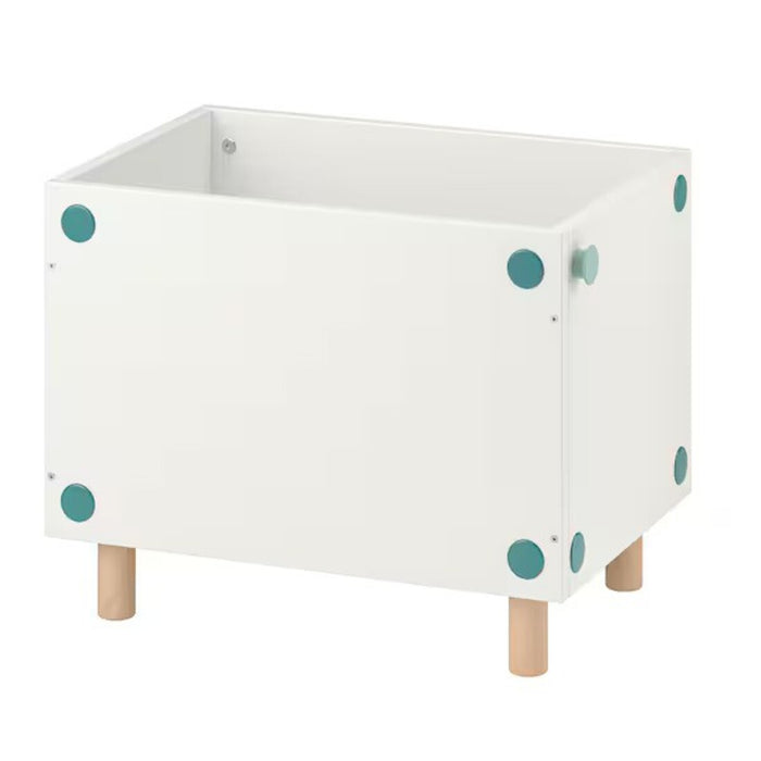 "Side view of the compact IKEA SMUSSLA Bedside Table/Shelf Unit in white