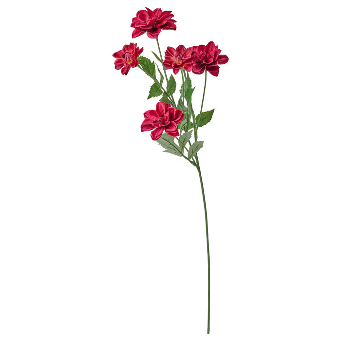IKEA SMYCKA artificial dahlia dark pink stem 66cm close-up on white background #40606083