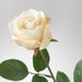Artificial white rose with soft pink edges, green leaves, and a 52 cm bendable stem; realistic texture and subtle color detail – 10335724