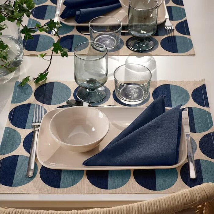 IKEA Dining Set with Side Plates, Bowls, Placemats and Napkins, Blue, 16-Piece
