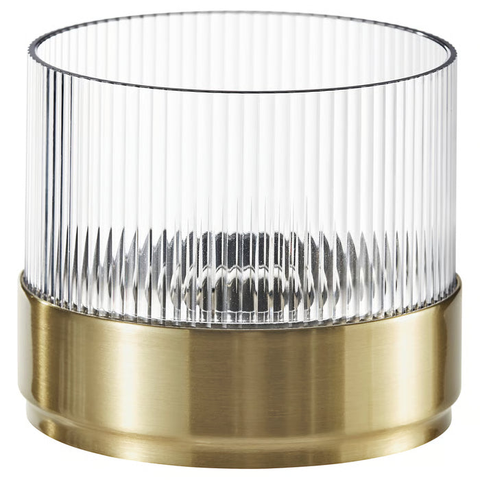 IKEA SNÖRPTRÅD LED table decoration brass colour clear glass ribbed design flickering flame battery-operated #30623988