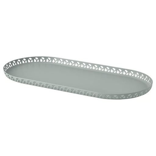 IKEA SNÖSISKA candle dish in pale grey-green, 31x15 cm steel dish for candles #30636764