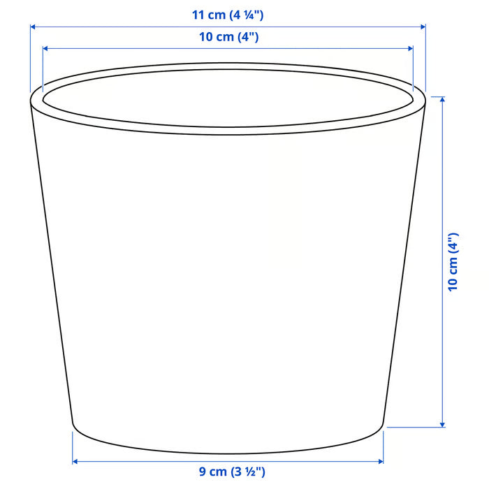 IKEA SOJABÖNA plant pot dimensions illustration showing height 10cm and outside diameter 11cm